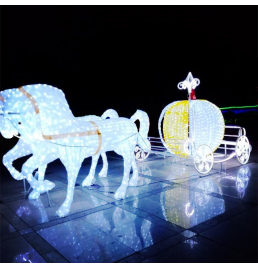 LED Horse with Pumpkin Sculpture Lights