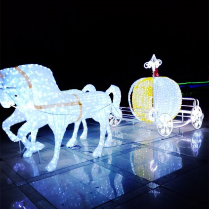 LED Horse with Pumpkin Sculpture Lights