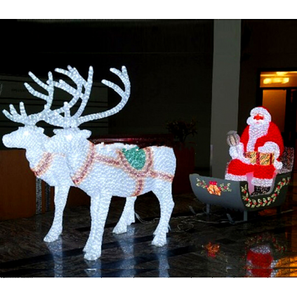 LED Sculpture Santa Claus with Sleigh Lights